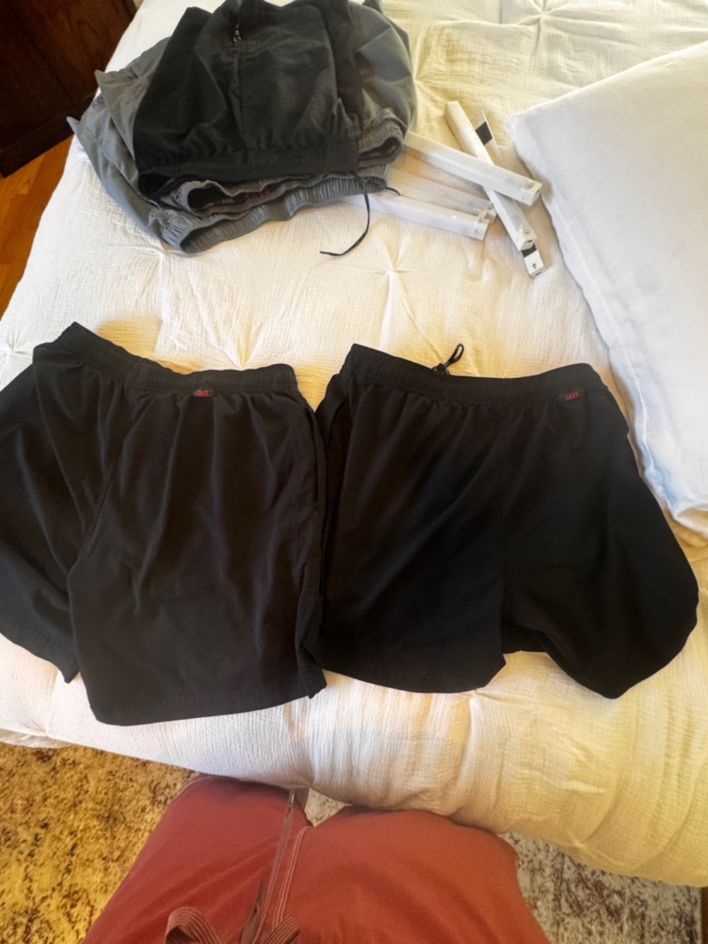 2 pair SAXX Men's  Kinetic Run Athletic Shorts - black large 5” inseam - Picture 3 of 4